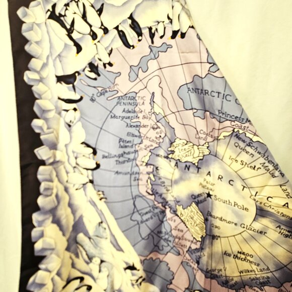 Escada rare Antarctica silk scarf map penguins ice floes polar bears - Picture 6 of 10